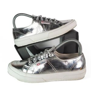 Superga 2750 Cotmetu Low Top Fashion Sneakers Metallic Silver S00EUP0 Women's 7